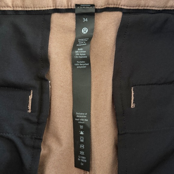 Lululemon Commission Slim Fit Earth Dye Earth Color Clay Pants 34x30 - Picture 6 of 7
